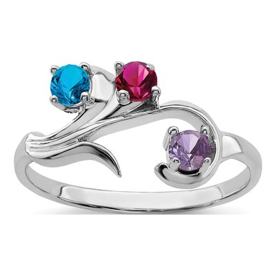 14K White Gold 3-Stone Mother's Ring – view 2
