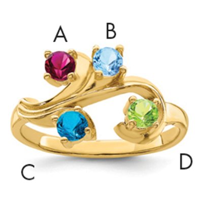 14K Yellow Gold 4-Stone Mother's Ring Mounting – view 2