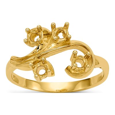 14K Yellow Gold 4-Stone Mother's Ring Mounting – view 6