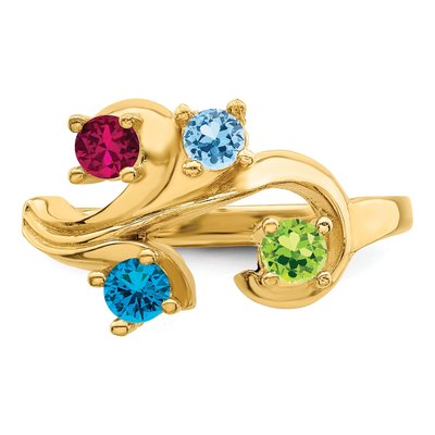 14K Yellow Gold 4-Stone Mother's Ring Mounting – view 8