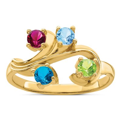 14K Yellow Gold 4-Stone Mother's Ring Mounting