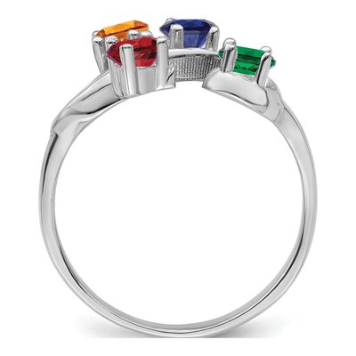 Sterling Silver or 14K White Gold 4-Stone Mother's Ring – view 3