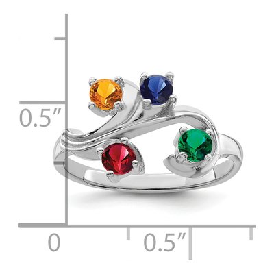 Sterling Silver or 14K White Gold 4-Stone Mother's Ring – view 6
