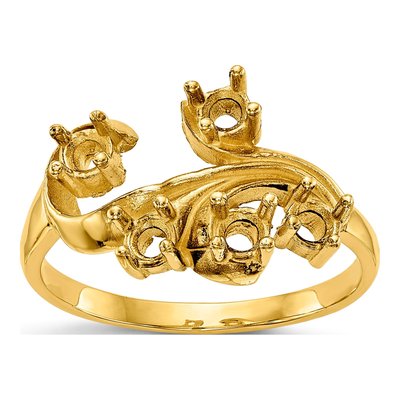 14K Yellow Gold 5-Stone Mother's Ring Mounting – view 5