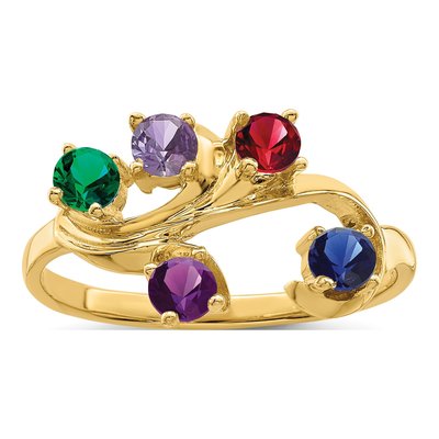 14K Yellow Gold 5-Stone Mother's Ring Mounting