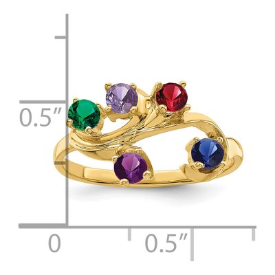 14K Yellow Gold 5-Stone Mother's Ring – view 6