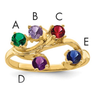14K Yellow Gold 5-Stone Mother's Ring