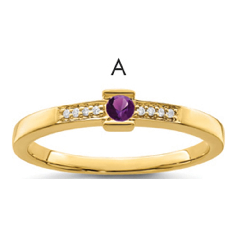 14K Yellow Gold Family Ring with Diamond Accent