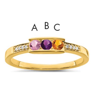 14K Yellow Gold Diamond Family Ring