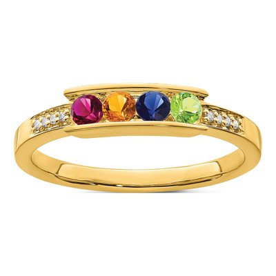 14K Yellow Gold Diamond Personalized Family Ring – view 2