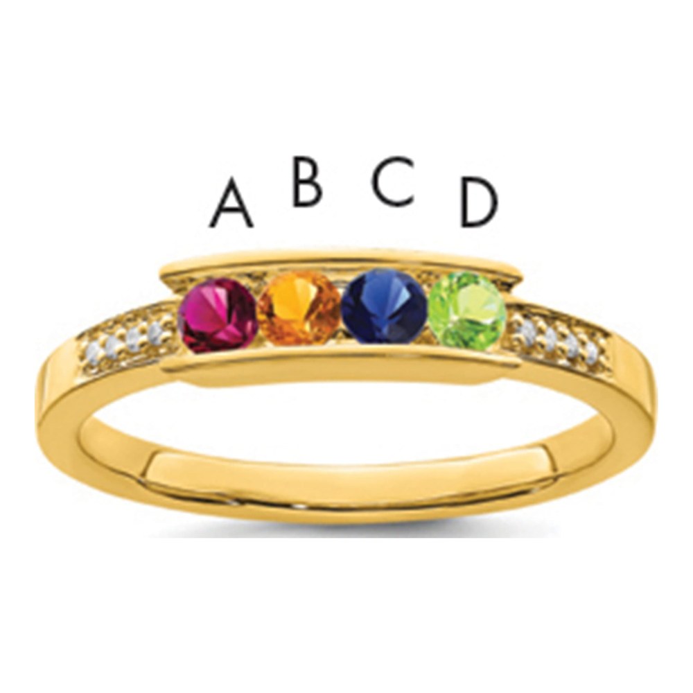 14K Yellow Gold Diamond Personalized Family Ring