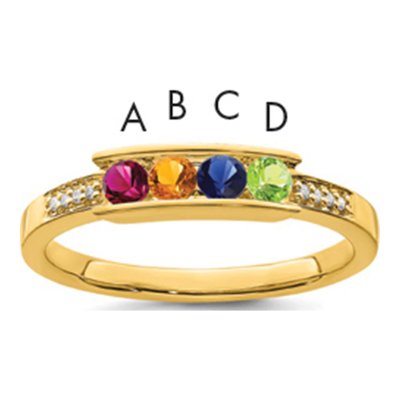 14K Yellow Gold Diamond Personalized Family Ring