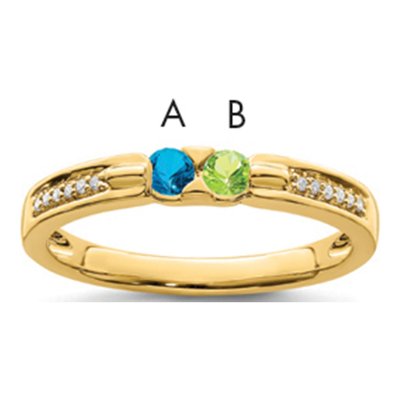 14K Yellow Gold Diamond Customizable Family Ring