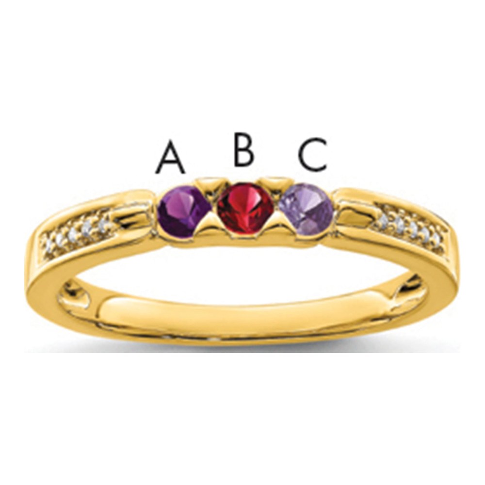 14K Yellow Gold Diamond Personalized Family Ring