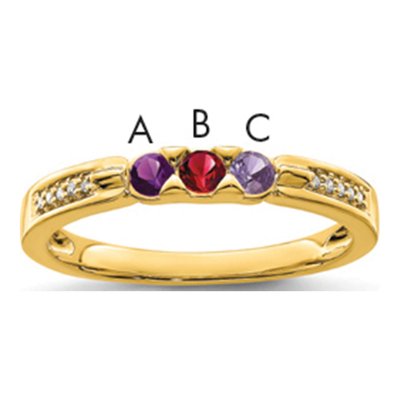 14K Yellow Gold Diamond Personalized Family Ring