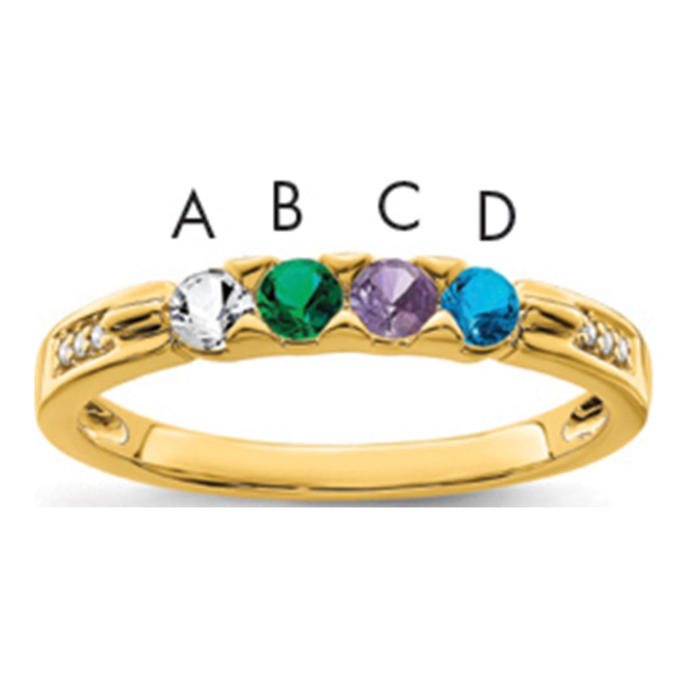 14K Yellow Gold Personalized Family Ring with Diamonds