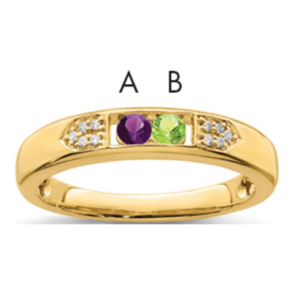 14K Yellow Gold Family Jewelry Genuine Stone & Diamond Set Ring