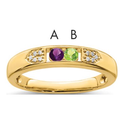 14K Yellow Gold Diamond Set Family Ring