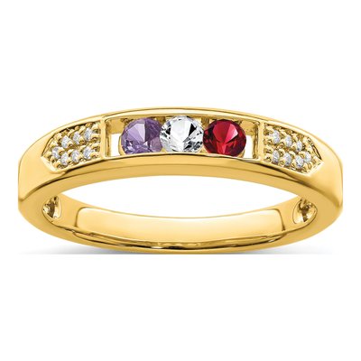 14K Yellow Gold Diamond Personalized Family Ring – view 2