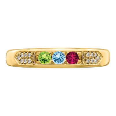 14K Yellow Gold Diamond Personalized Family Ring – view 5