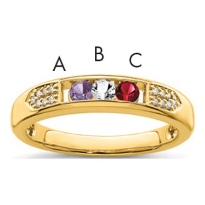 14K Yellow Gold Diamond Personalized Family Ring