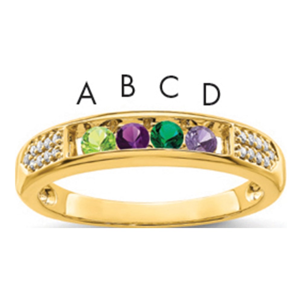 14K Yellow Gold Family Jewelry 0.070 ctw (total weight)ct Diamond Semi-Set Ring