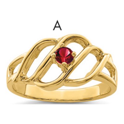 14K Yellow Gold 1-Stone Mother's Ring Mounting – view 2