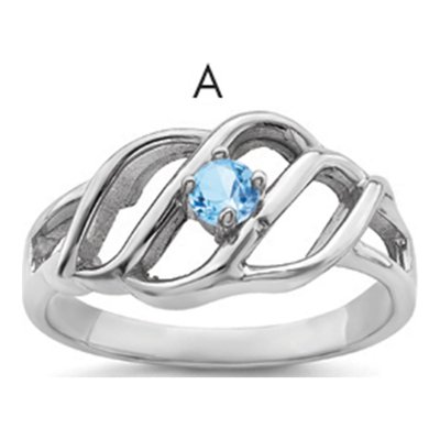Sterling Silver Birthstone Family Ring