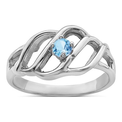 14K White Gold Customizable Birthstone Mother's Ring Mounting