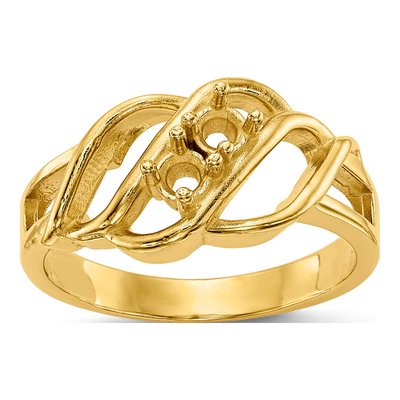 14K Yellow Gold 2-Stone Mother's Ring Mounting – view 5