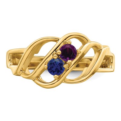 14K Yellow Gold 2-Stone Mother's Ring Mounting – view 7
