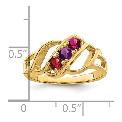 14K Yellow Gold 3-Stone Mother's Ring Mounting – view 7