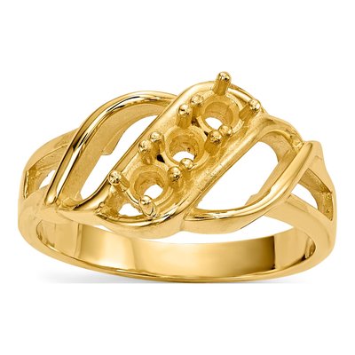 14K Yellow Gold 3-Stone Mother's Ring Mounting – view 8