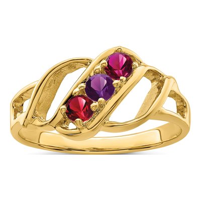 14K Yellow Gold 3-Stone Mother's Ring – view 2