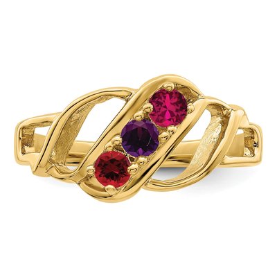 14K Yellow Gold 3-Stone Mother's Ring – view 5