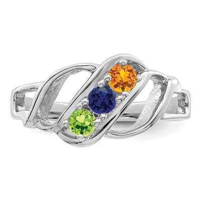 Sterling Silver Personalized 3-Stone Mother's Ring – view 5