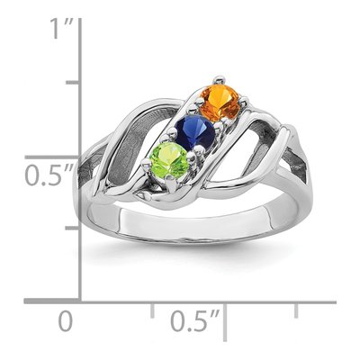 Sterling Silver Personalized 3-Stone Mother's Ring – view 6
