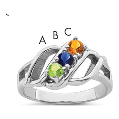 Sterling Silver Personalized 3-Stone Mother's Ring