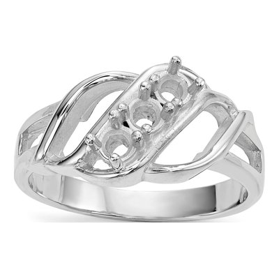 14K White Gold 3-Stone Mother's Ring Mounting
