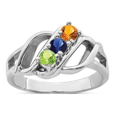 14K White Gold Family Mother's Ring
