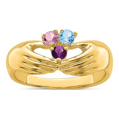 14K Yellow Gold 3-Stone Family Ring – view 2