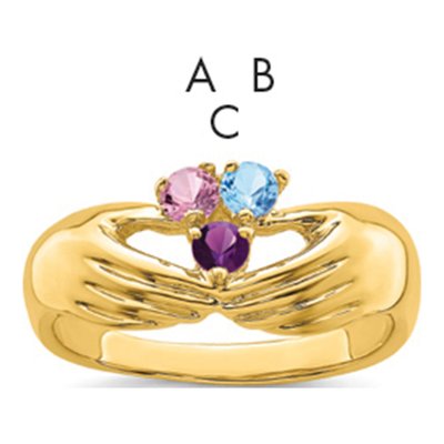 14K Yellow Gold 3-Stone Family Ring