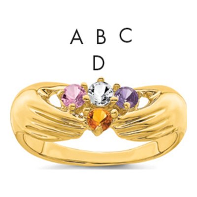 14K Yellow Gold 4-Stone Family Ring