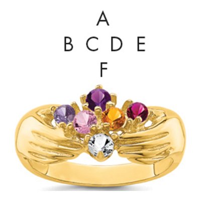 14K Yellow Gold 6-Stone Family Ring