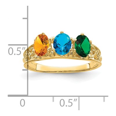 14K Yellow Gold 3-Stone Family Ring Mounting – view 5