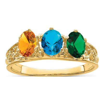 14K Yellow Gold 3-Stone Family Ring – view 2