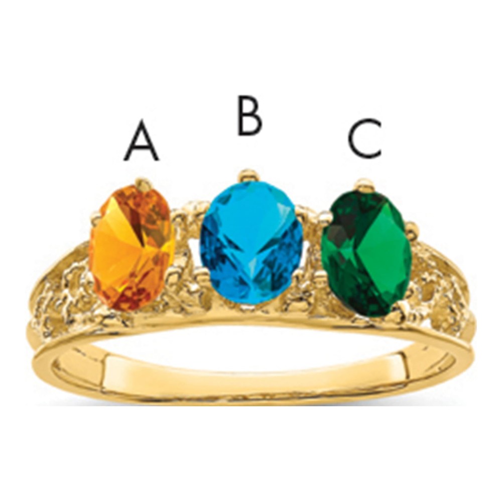 14K Yellow Gold 3-Stone Family Ring