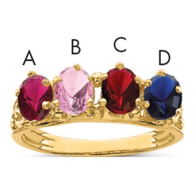 14K Yellow Gold 4-Stone Family Ring