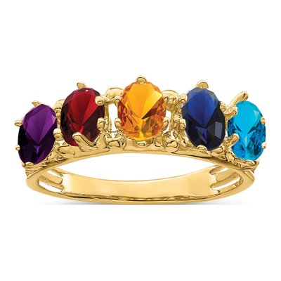 14K Yellow Gold 5-Stone Family Ring – view 2