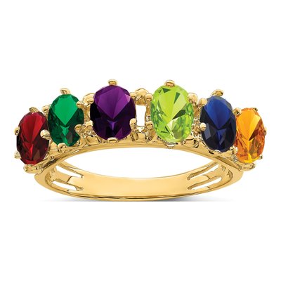 14K Yellow Gold 6-Stone Family Ring – view 2